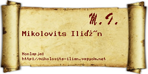 Mikolovits Ilián névjegykártya